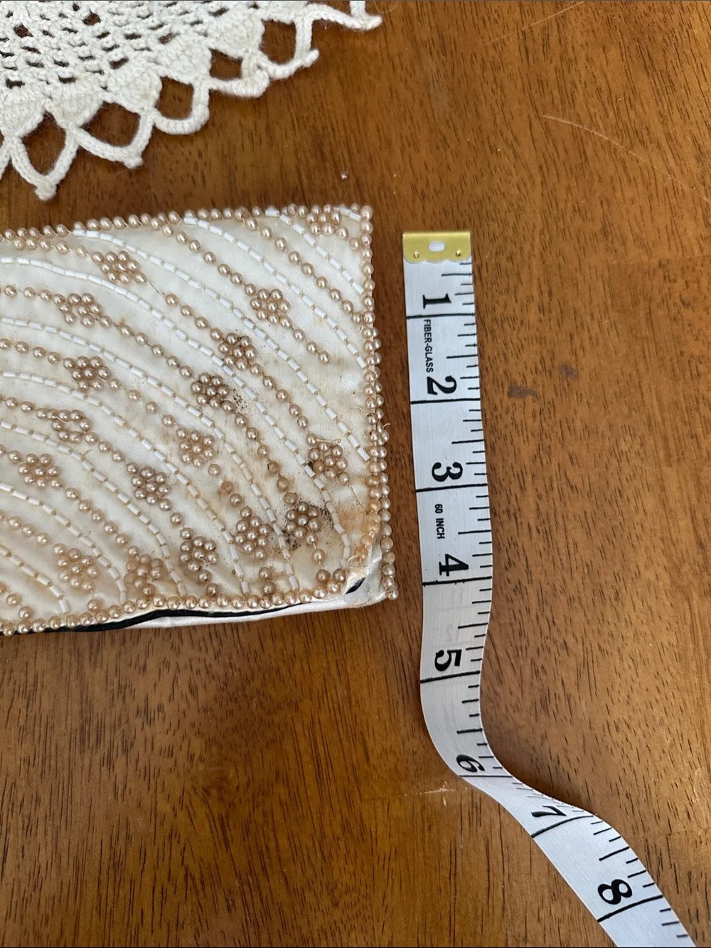 Vintage Beaded Ivory and Gold La Regale Evening Clutch